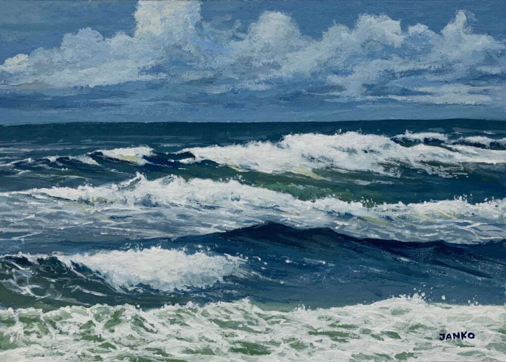Baltic Sea in early spring, 15x20cm gouache painting